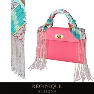SeraBijoulet™ Handcrafted Silk Skinny Scarf with Beaded Fringe